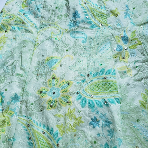 Express Floral Midi Skirt Women's Size 10 Green Flowy Detail - Picture 5 of 11